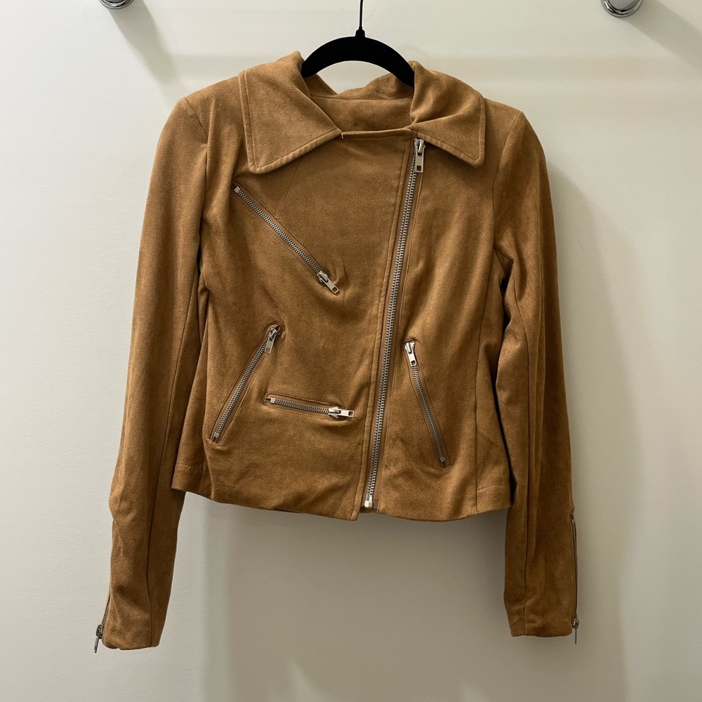 VICI Faux Suede Tan Jacket with Zipper Details